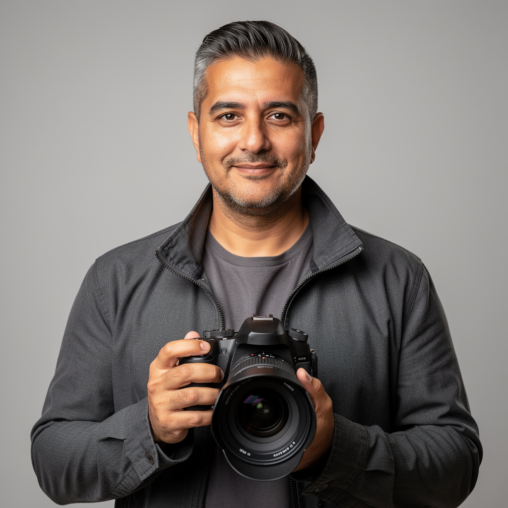 Studio portrait of a man camera operator